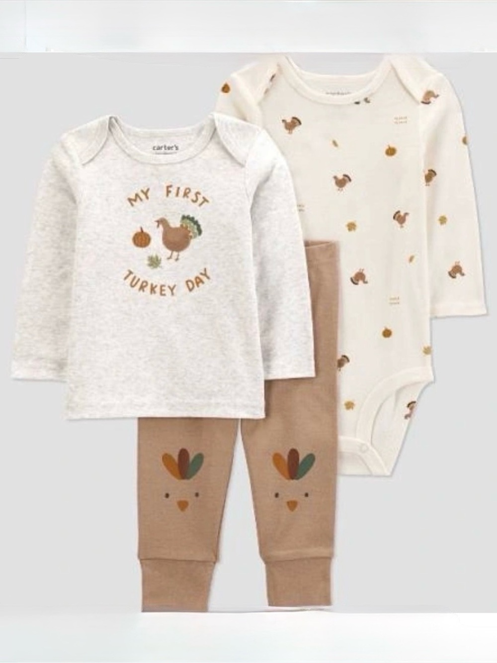 Carter's Unisex Baby Thanksgiving First Turkey Day 3pc Pants Set 18M New